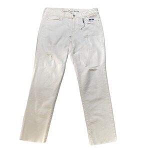 Calvin Klein Ankle Skinny Women Ivory Wash Jeans Sz 12 x28 NWT Denim Stretch